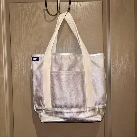 Lands' End Small Coated Metallic 5-Pocket Zip-Top Canvas Tote Bag - Picture 8 of 12